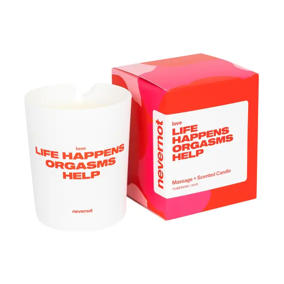 nevernot - Love Scented Massage Candle Tuberose & Agarwood - Life Happens, Orgasms Help