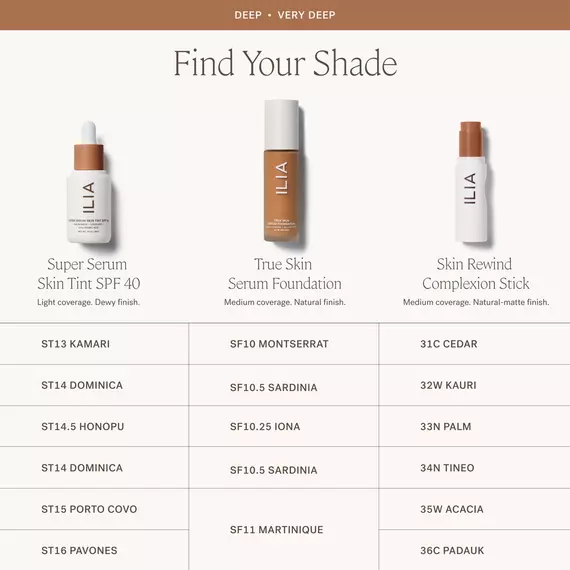 ILIA Beauty - Skin Rewind Complexion Stick - Deep to Very Deep Grid