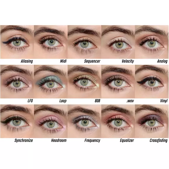 Hiro Pressed Eye Shadows on eyes all colours